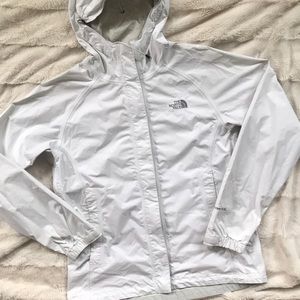 White north face rain jacket